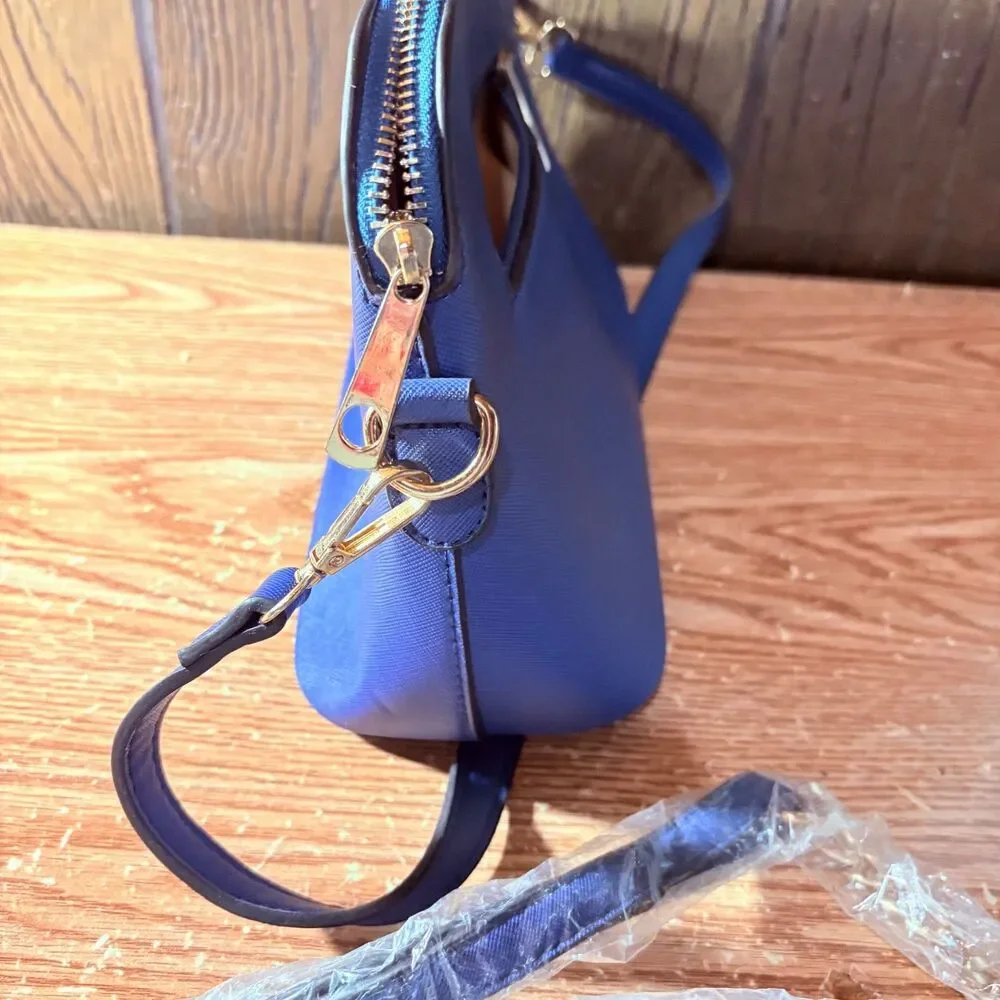 Michael Kors Cindy Crossbody Bag Blue Saffiano Leather Shoulder Purse